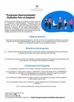 Programa Oportunidades (subsidio para el empleo)