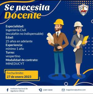 Oferta de Empleo - Instituto Nacional Aguilares 