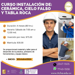 Curso de Instalación de cerámica, cielo falso y tabla roca