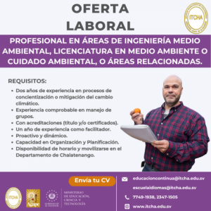 Oferta laboral PROFESIONAL EN ÁREAS DE INGENIERÍA MEDIO AMBIENTAL