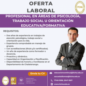 Oferta Laboral PROFESIONAL EN ÁREAS DE PSICOLOGÍA