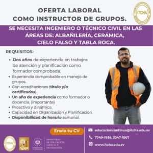 ​OFERTA LABORAL COMO INSTRUCTOR DE GRUPOS